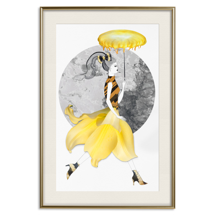Poster Running Girl - abstract female figure in yellow skirt 127867 additionalImage 20