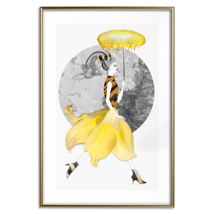 Poster Running Girl - abstract female figure in yellow skirt 127867 additionalImage 16