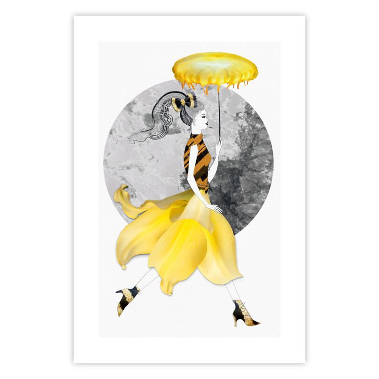 Poster Running Girl - abstract female figure in yellow skirt 127867 additionalImage 25