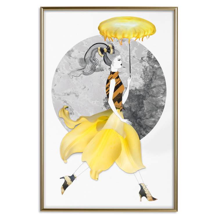 Poster Running Girl - abstract female figure in yellow skirt 127867 additionalImage 17