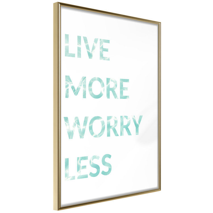 Poster Live More Worry Less - blue English inscription on white background 128367 additionalImage 12