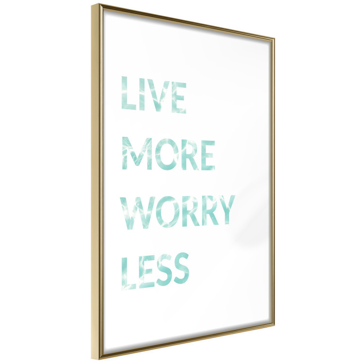 Poster Live More Worry Less - blue English inscription on white background 128367 additionalImage 7
