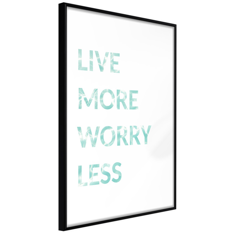 Poster Live More Worry Less - blue English inscription on white background 128367 additionalImage 6