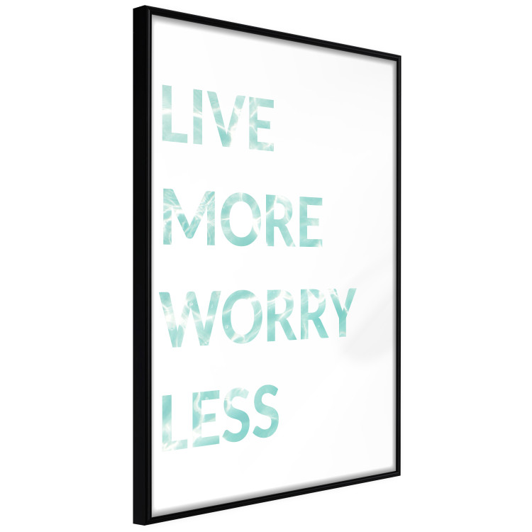 Poster Live More Worry Less - blue English inscription on white background 128367 additionalImage 11