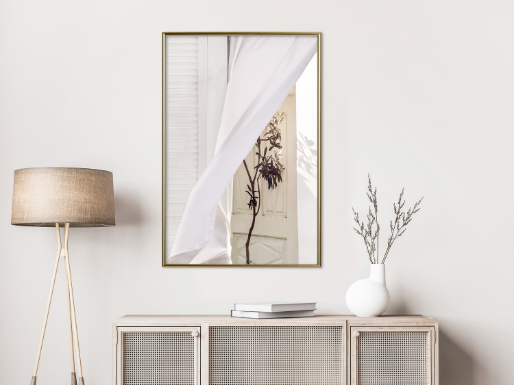 Wall Poster Mystery of the Wind - composition with plant against white architecture 129467 additionalImage 7
