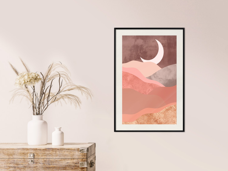 Wall Poster Terracotta Landscape - abstract mountain landscape against a moonlit sky 129767 additionalImage 24