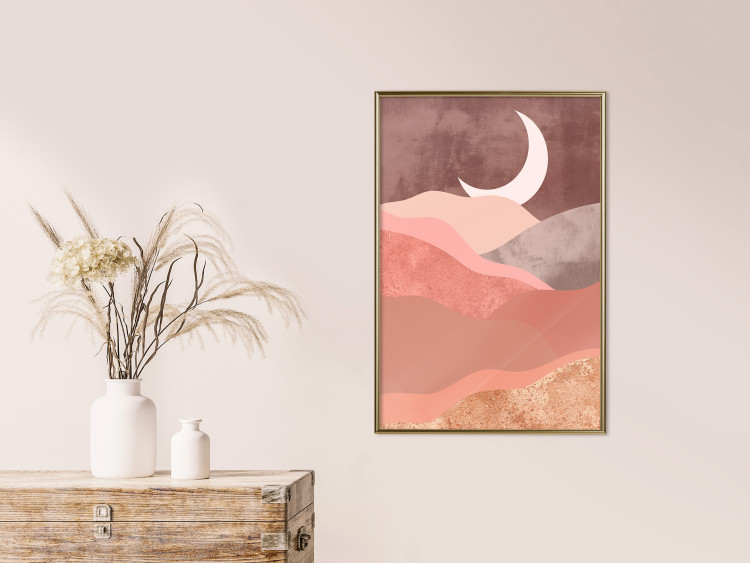 Wall Poster Terracotta Landscape - abstract mountain landscape against a moonlit sky 129767 additionalImage 7