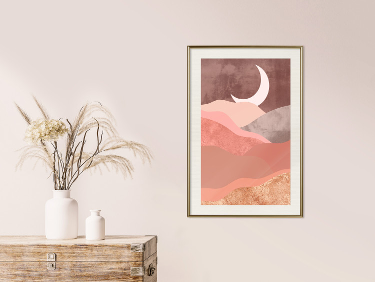 Wall Poster Terracotta Landscape - abstract mountain landscape against a moonlit sky 129767 additionalImage 22