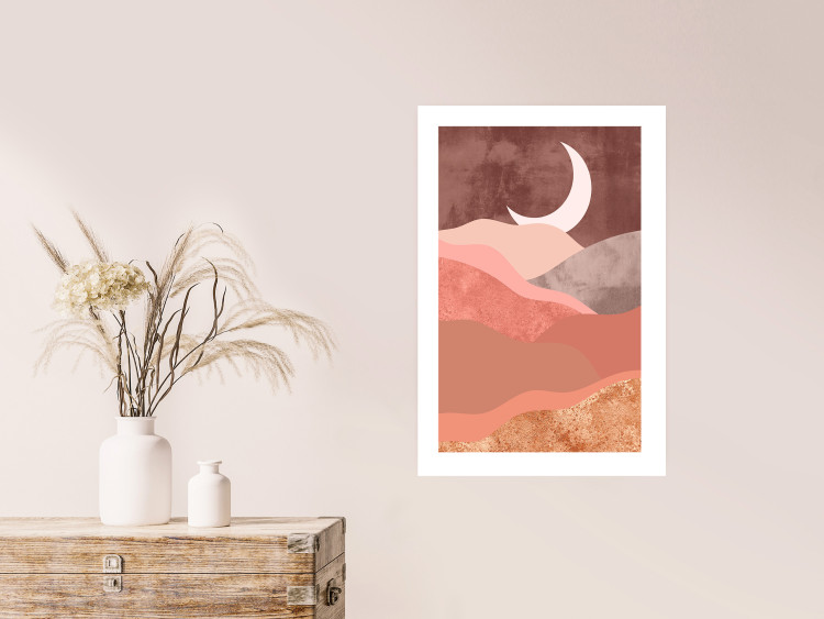 Wall Poster Terracotta Landscape - abstract mountain landscape against a moonlit sky 129767 additionalImage 5
