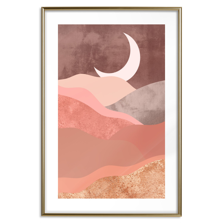 Wall Poster Terracotta Landscape - abstract mountain landscape against a moonlit sky 129767 additionalImage 14