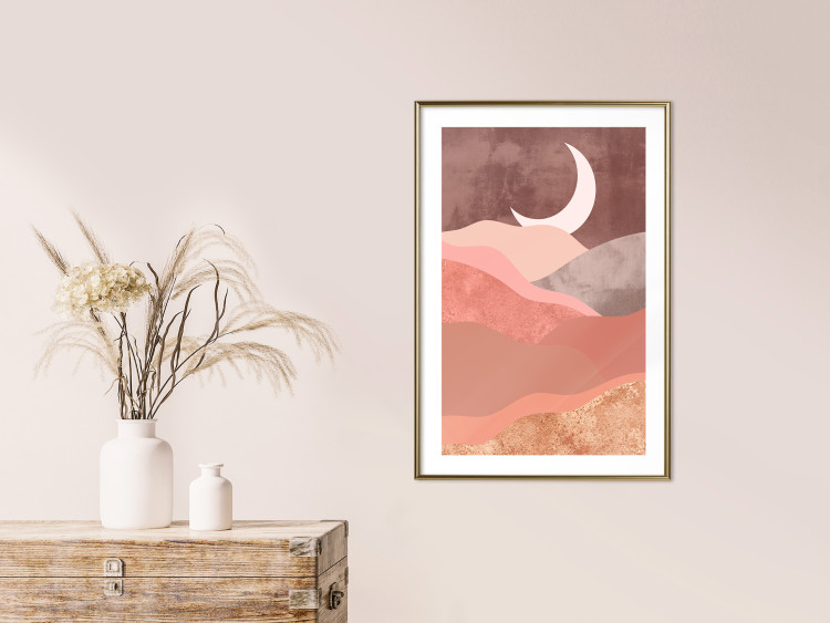 Wall Poster Terracotta Landscape - abstract mountain landscape against a moonlit sky 129767 additionalImage 13