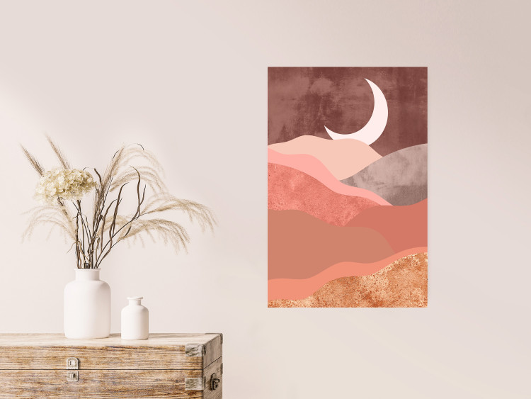 Wall Poster Terracotta Landscape - abstract mountain landscape against a moonlit sky 129767 additionalImage 2
