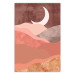 Wall Poster Terracotta Landscape - abstract mountain landscape against a moonlit sky 129767