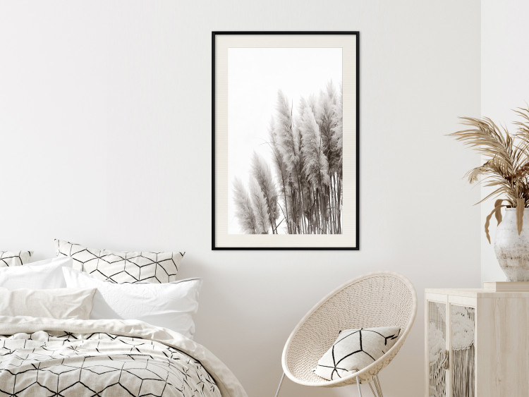 Poster Waiting for the Wind - monochromatic landscape of plants on a white background 130267 additionalImage 24