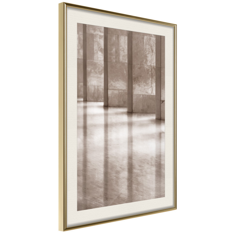 Wall Poster Lighted Corridor - architecture with a stone wall in sepia tones 130767 additionalImage 3