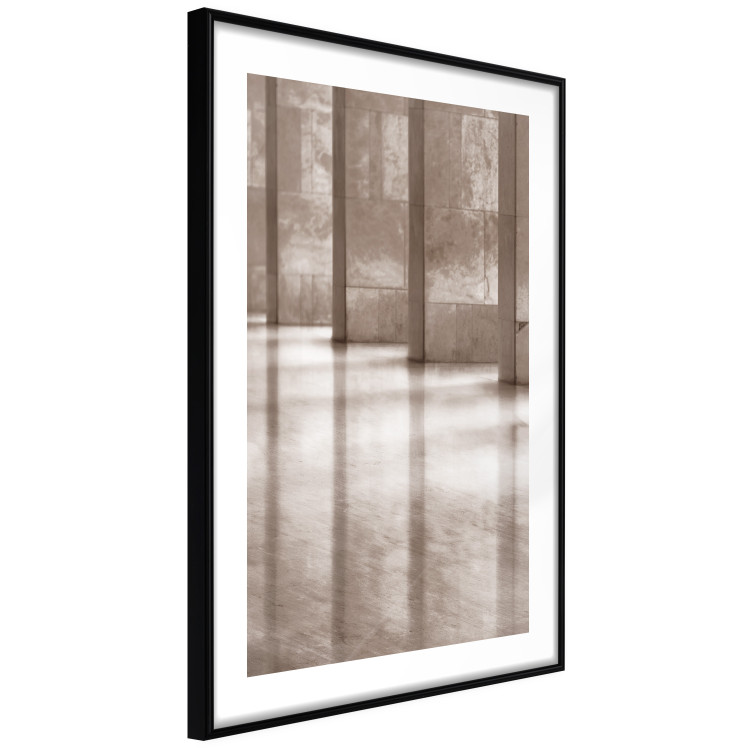 Wall Poster Lighted Corridor - architecture with a stone wall in sepia tones 130767 additionalImage 2