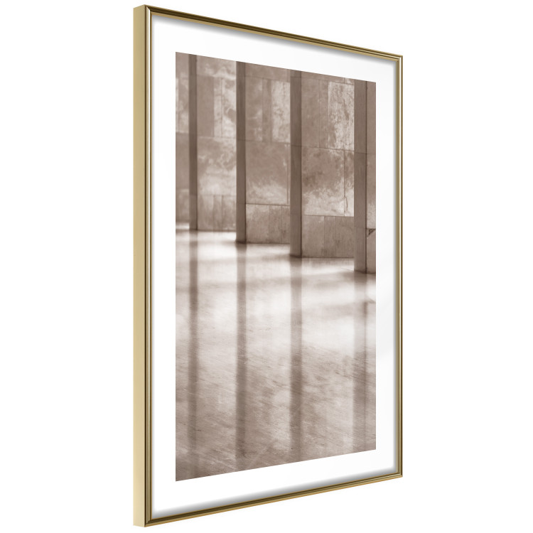 Wall Poster Lighted Corridor - architecture with a stone wall in sepia tones 130767 additionalImage 6