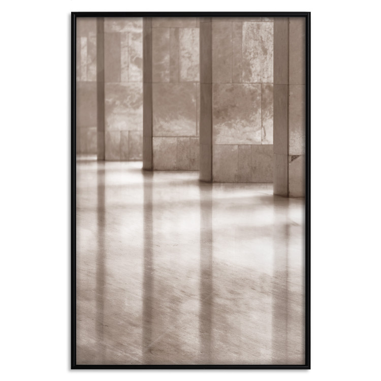 Wall Poster Lighted Corridor - architecture with a stone wall in sepia tones 130767 additionalImage 18
