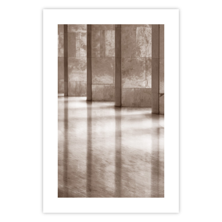 Wall Poster Lighted Corridor - architecture with a stone wall in sepia tones 130767 additionalImage 25