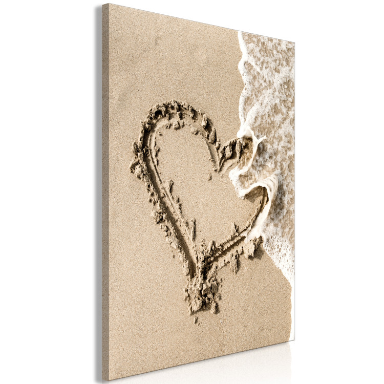 Canvas Wave of Love (1-piece) Vertical - heart-shaped landscape on the beach 131567 additionalImage 2
