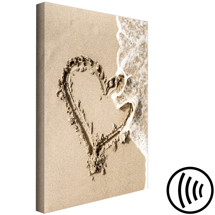 Canvas Wave of Love (1-piece) Vertical - heart-shaped landscape on the beach 131567 additionalImage 6
