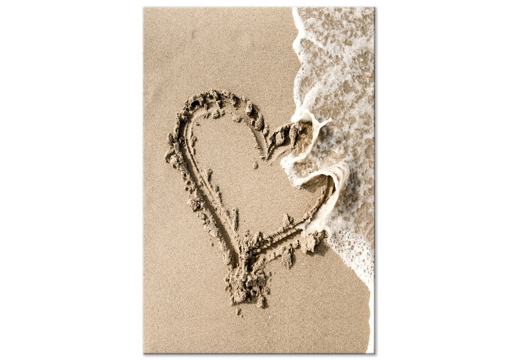 Canvas Wave of Love (1-piece) Vertical - heart-shaped landscape on the beach 131567