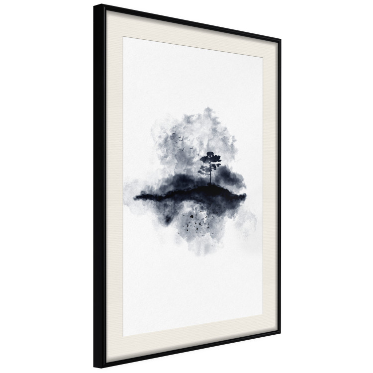 Poster Lonely Tree - abstract landscape of a tree in a circle on a white background 131767 additionalImage 2