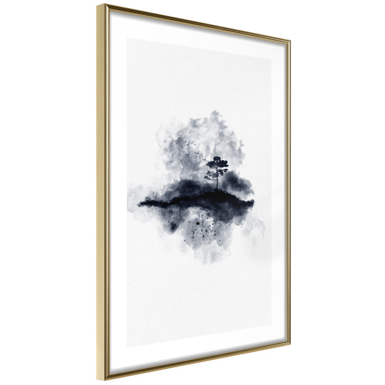 Poster Lonely Tree - abstract landscape of a tree in a circle on a white background 131767 additionalImage 7