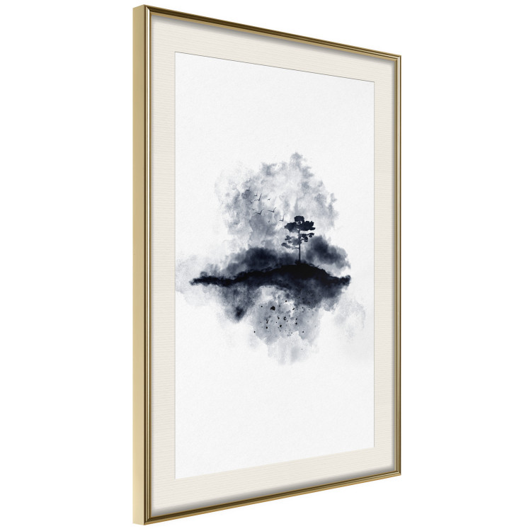 Poster Lonely Tree - abstract landscape of a tree in a circle on a white background 131767 additionalImage 3