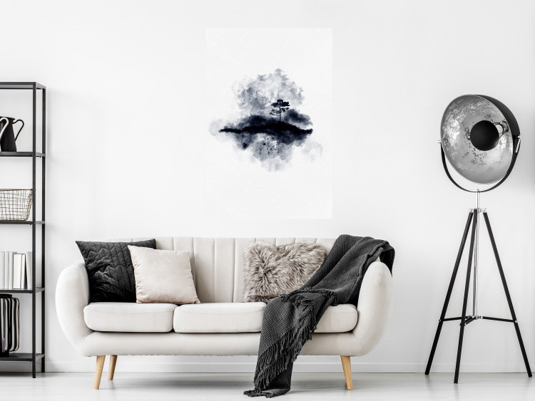 Poster Lonely Tree - abstract landscape of a tree in a circle on a white background 131767 additionalImage 4