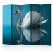 Room Divider Screen Swan - Reflection II (5-piece) - white bird amidst blue water 132567
