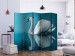 Room Divider Screen Swan - Reflection II (5-piece) - white bird amidst blue water 132567 additionalThumb 2