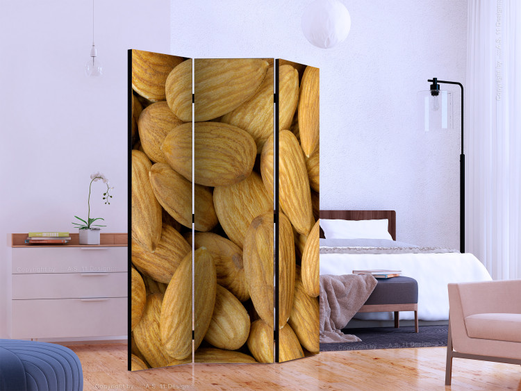 Room Divider Tasty Almonds (3-piece) - close-up of brown almonds 132767 additionalImage 2