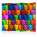 Folding Screen Rainbow Geometry II (5-piece) - colorful 3D geometric pattern 132867