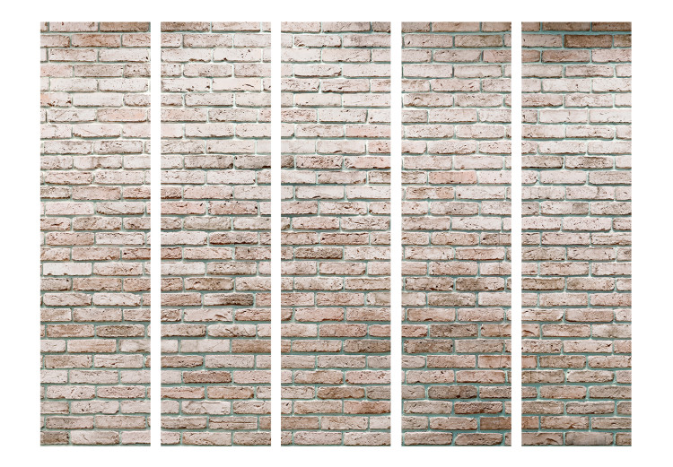Folding Screen Elegant Brick II (5-piece) - simple composition with an old wall 132967 additionalImage 3