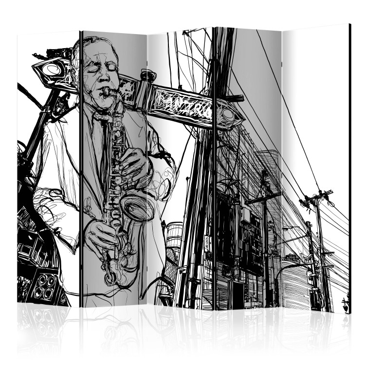 Room Separator Saxophone Recital II (5-piece) - man against architectural background 133367