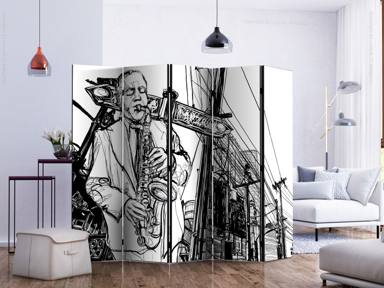 Room Separator Saxophone Recital II (5-piece) - man against architectural background 133367 additionalImage 2
