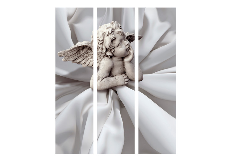 Folding Screen Angelic Dream (3-piece) - sacred composition with a sculpture of a boy 133467 additionalImage 3