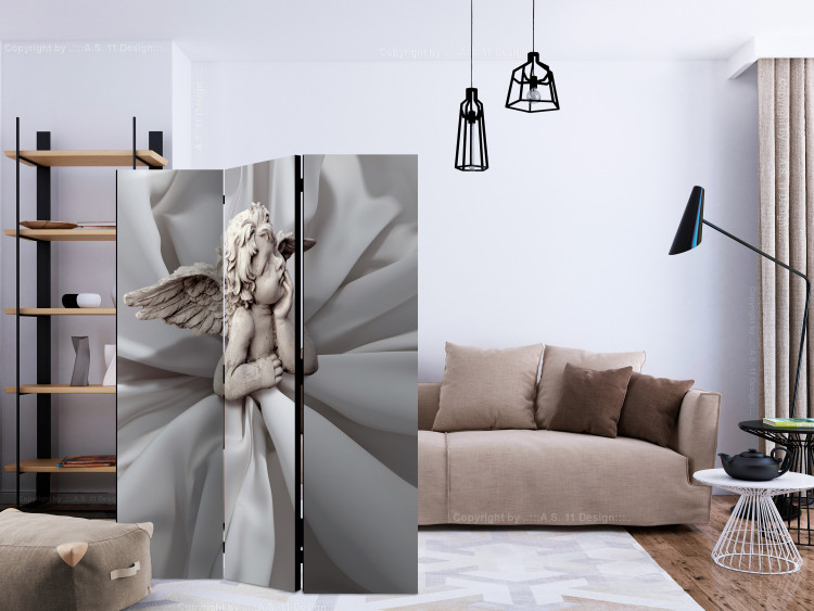 Folding Screen Angelic Dream (3-piece) - sacred composition with a sculpture of a boy 133467 additionalImage 4