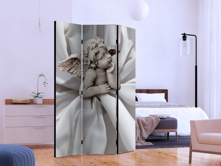 Folding Screen Angelic Dream (3-piece) - sacred composition with a sculpture of a boy 133467 additionalImage 2