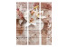 Folding Screen Romantic Memories (3-piece) - flowers and writings on wood 133567 additionalThumb 3