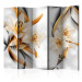 Folding Screen Lily's Innocence II - plant with yellow flowers in an illusion motif 133767