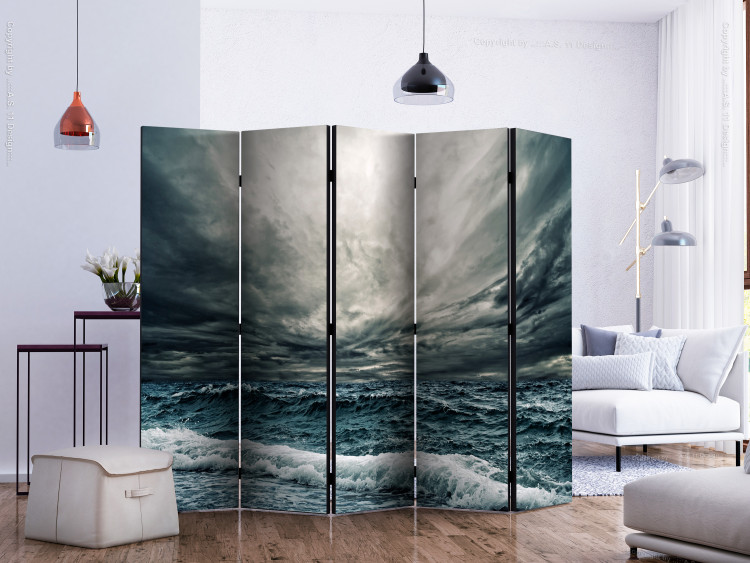 Room Divider Ocean Waves II (5-piece) - turbulent waves against a dark sky 134167 additionalImage 2