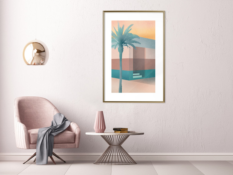 Poster Pastel Alley - tropical palm composition in pastel colors 135167 additionalImage 19