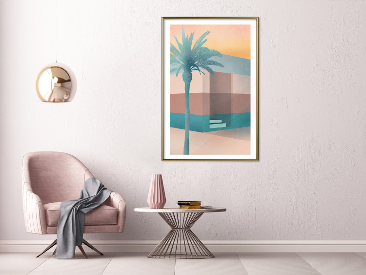 Poster Pastel Alley - tropical palm composition in pastel colors 135167 additionalImage 21