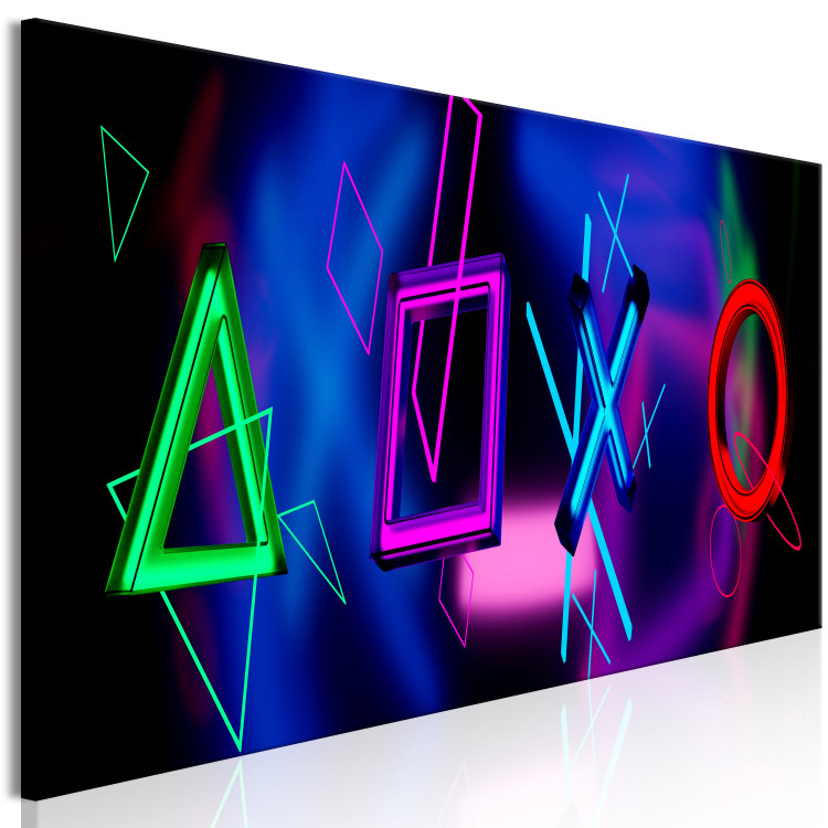 Canvas Print Flying Signs (1-piece) Narrow - futuristic colorful shapes 135467 additionalImage 2