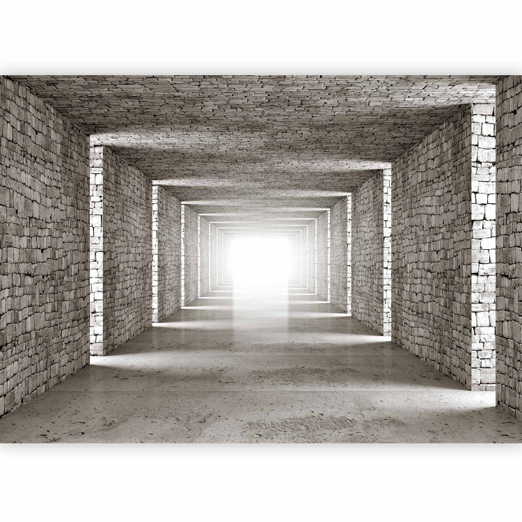 Photo Wallpaper Corridor to light - black and white abstract tunnel with columns 135567 additionalImage 5