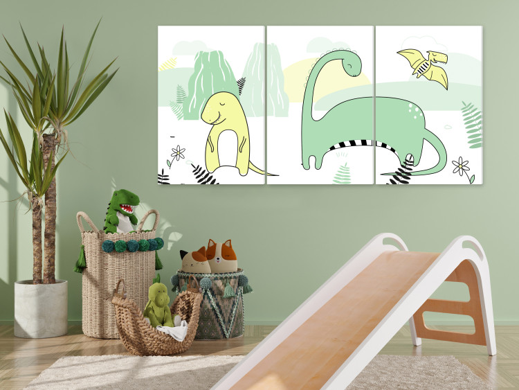 Canvas Print Charming Dinosaurs (3-piece) - illustration of animals for children 143667 additionalImage 3