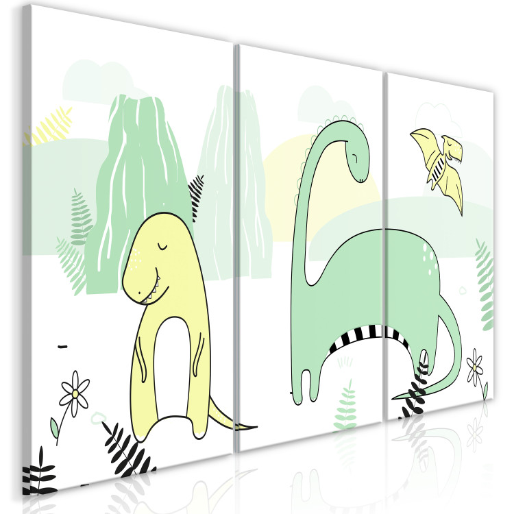 Canvas Print Charming Dinosaurs (3-piece) - illustration of animals for children 143667 additionalImage 2