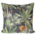 Decorative Microfiber Pillow In the jungle - palm trees, tiger and monkey on dark background cushions 146967